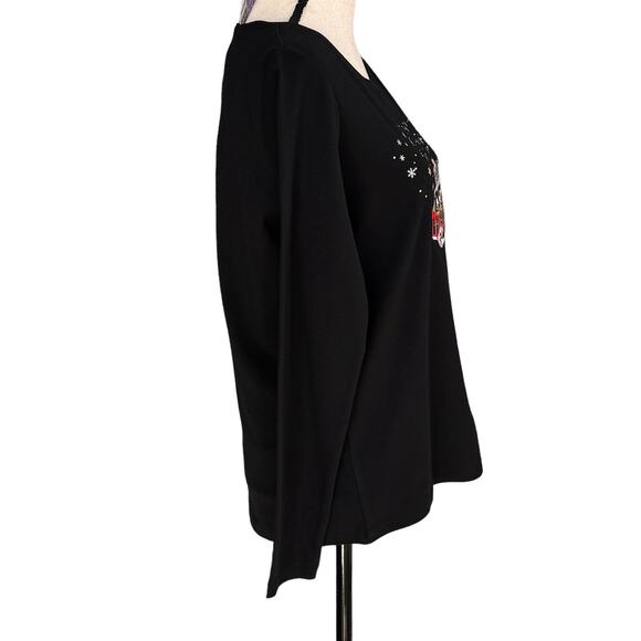 Karen Scott Medium Top Holiday Van w/ Dogs Festive Christmas Long Sleeve Stretch - Picture 4 of 9